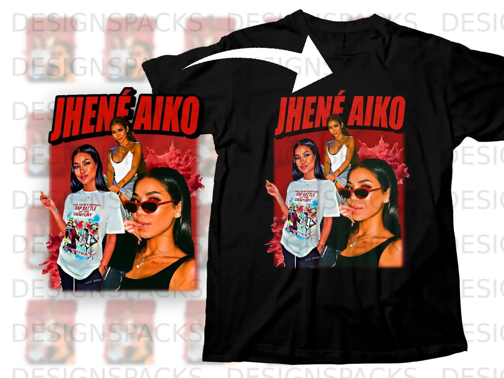T-shirt featuring Jhené Aiko with "The Heavy Weight Rap Battle of the Century" text.