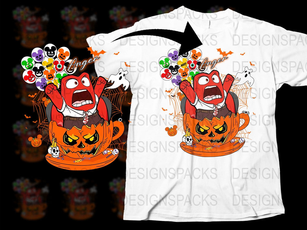 Halloween Pumpkin T-Shirt Whimsical Coffee Mug Ghosts Vampire Design Casual Wear Unisex Graphic Tee