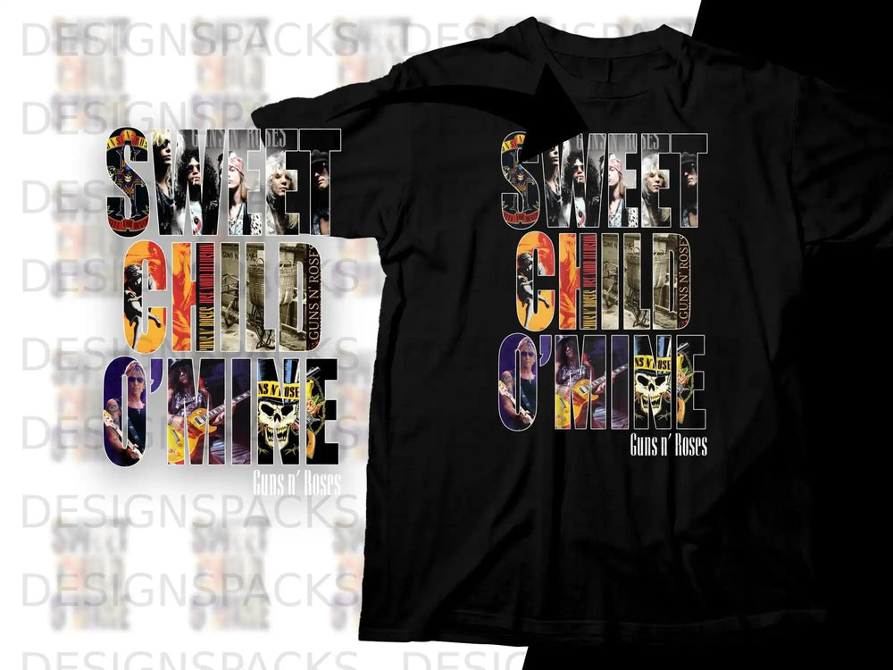 Guns N' Roses "Sweet Child O' Mine" album art t-shirt design.