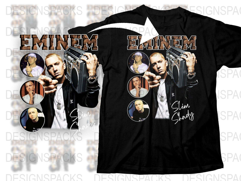 Eminem Graphic T-Shirt, Slim Shady Hip Hop Tee, Rap Legend Merchandise, Music Fan Apparel, Vintage Style Black Shirt