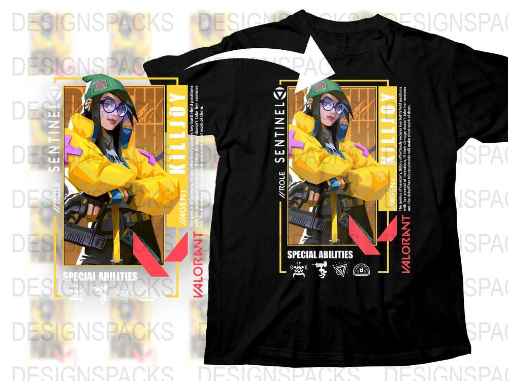 Valorant Killjoy Graphic T-Shirt, Special Abilities Gamer Tee, Colorful Gaming Shirt, Unisex Apparel