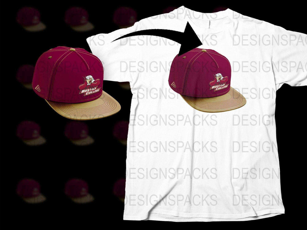 Maroon Sports Cap and White T-Shirt Set with Team Logo, Unisex Casual Wear, Adjustable Hat, Soft Cotton Tee