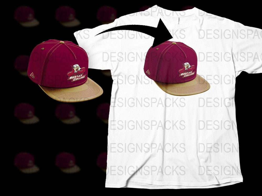 Maroon Sports Cap and White T-Shirt Set with Team Logo, Unisex Casual Wear, Adjustable Hat, Soft Cotton Tee