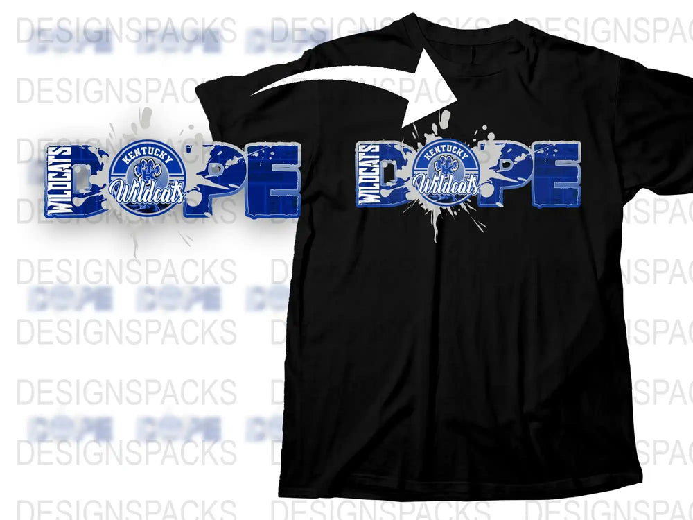 Kentucky Wildcats T-Shirt, College Sports Team Fan Apparel, Blue and White Graphic Tee