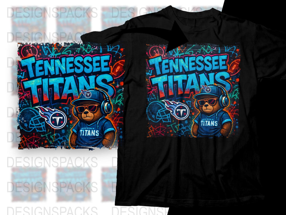 Tennessee Titans T-Shirt, Cool Bear Design, NFL Fan Gear, Black Tee, Unique Sports Apparel, Football Season Must-Have