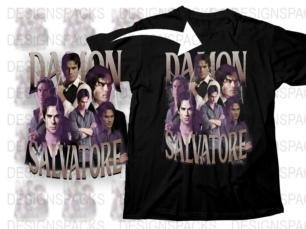 Salvatore Brothers T-Shirt, Vampire Drama Inspired Graphic Tee, Fan Merchandise, Dark Floral Background, Casual Fashion Apparel