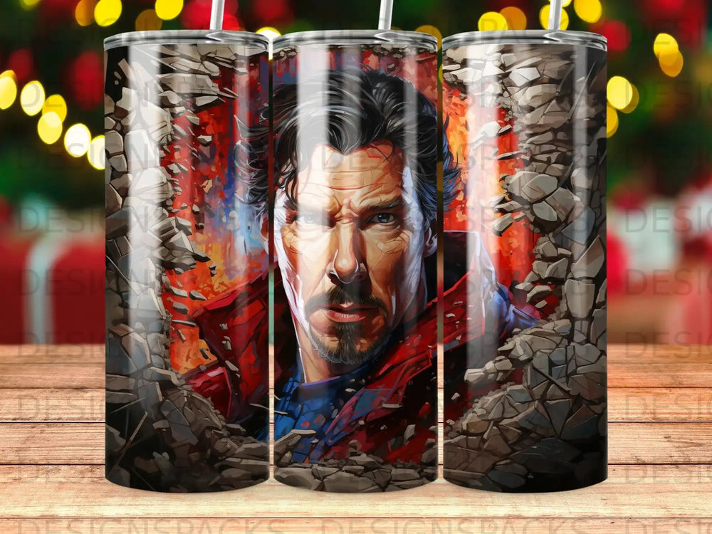 Doctor Strange Marvel character illustration emerging from cracked stone background.