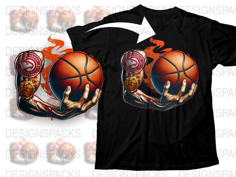 Cool Basketball Graphic T-Shirt, Fiery Slam Dunk Design, Sports Tee for Men and Women, Streetwear Style
