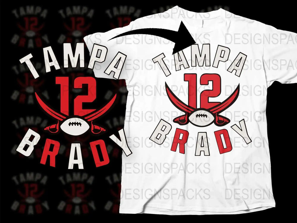 Tampa 12 Brady Sports Fan T-Shirt, Unisex White Football Graphic Tee, Game Day Apparel
