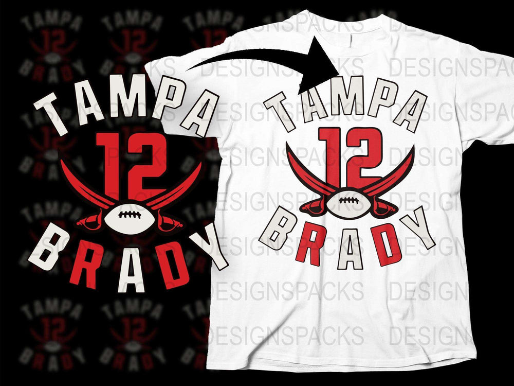 Tampa 12 Brady Sports Fan T-Shirt, Unisex White Football Graphic Tee, Game Day Apparel