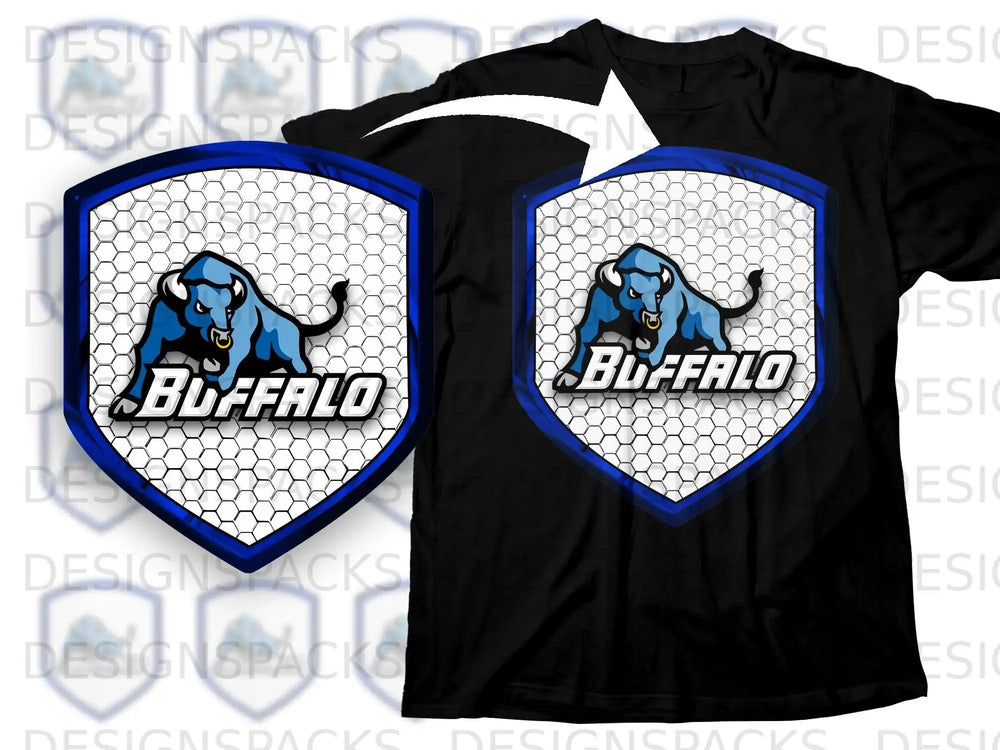 Buffalo Blue Bull Honeycomb Shield Graphic T-Shirt