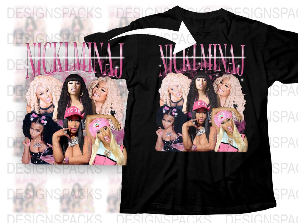Nicki Minaj Graphic T-Shirt, Fan Merch, Multiple Poses, Black Tee, Music Icon, Pop Culture, Unisex Shirt