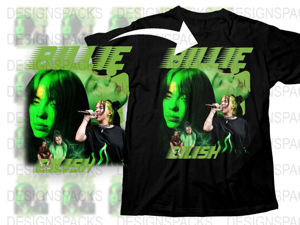 Billie Eilish Inspired T-Shirt, Neon Green Graphic Tee, Women's Fashion, Music Fan Apparel, Trendy Pop Merchandise, Unique Gift Idea