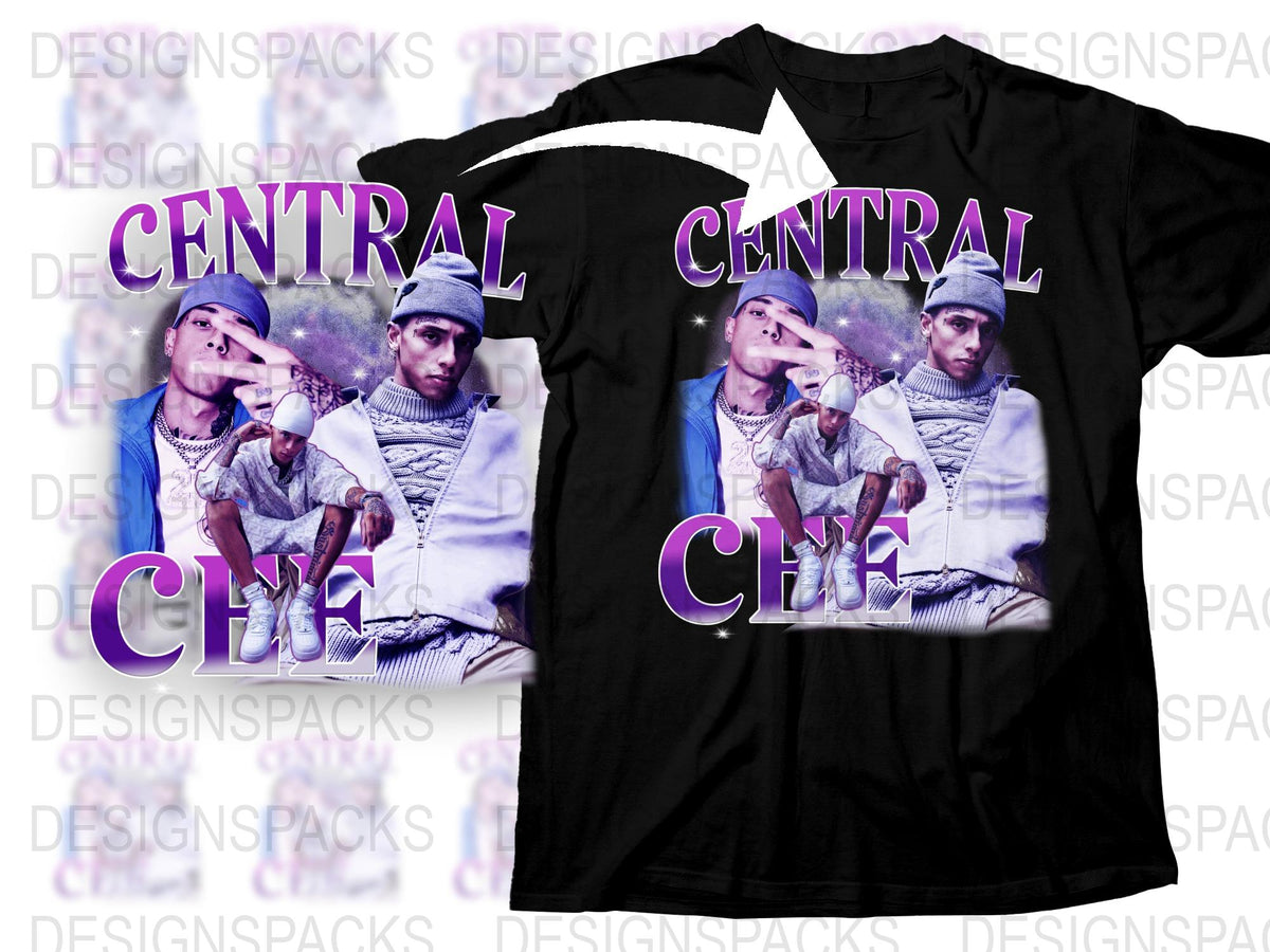 Central Clique Graphic T-Shirt, Hip Hop Style Urban Fashion Tee, Trendy Streetwear, Unisex Black and Purple Top