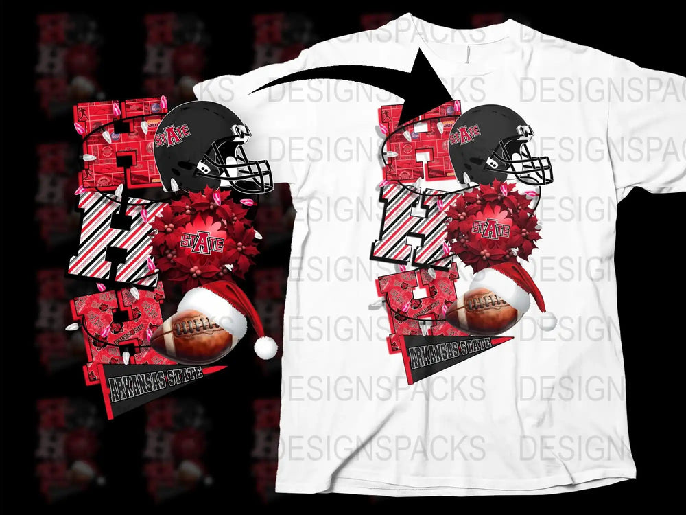Arkansas State Football T-Shirt, Sports Fan Apparel, College Team Graphic Tee, Game Day Clothing, Black and Red Design