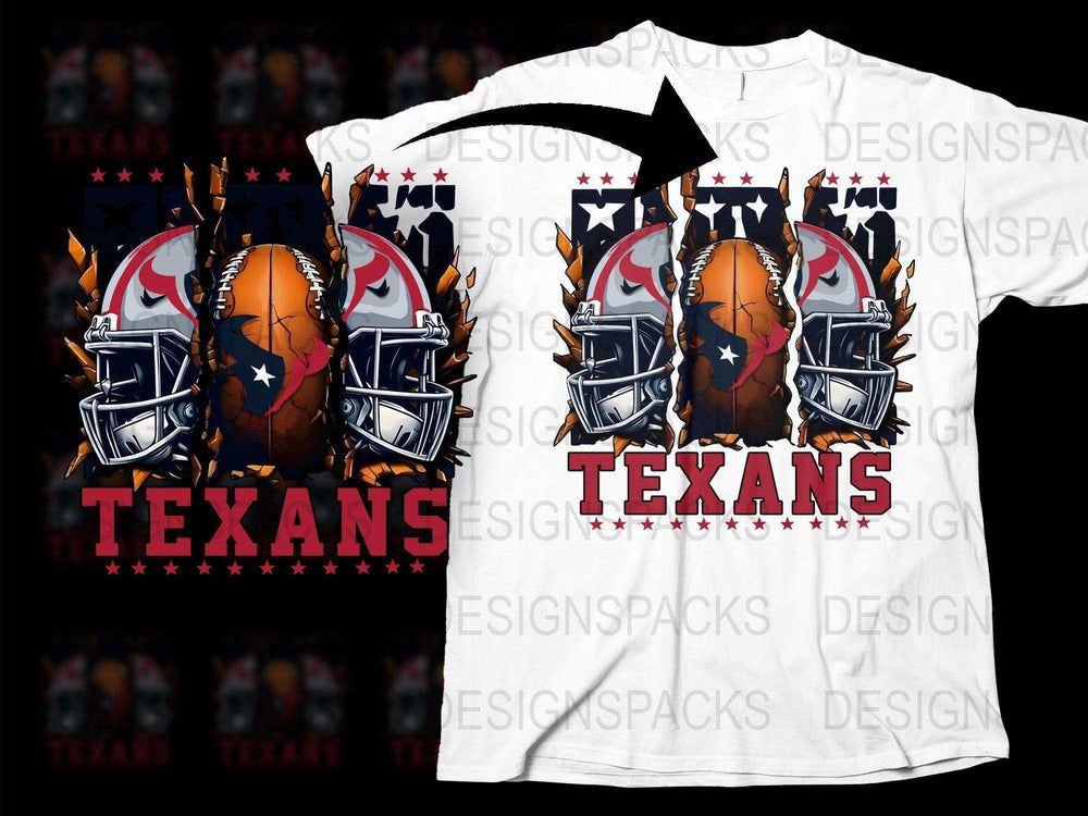 Texans Football Graphic T-Shirt, Sports Fan Apparel, Unisex White Tee, Football Helmet Design