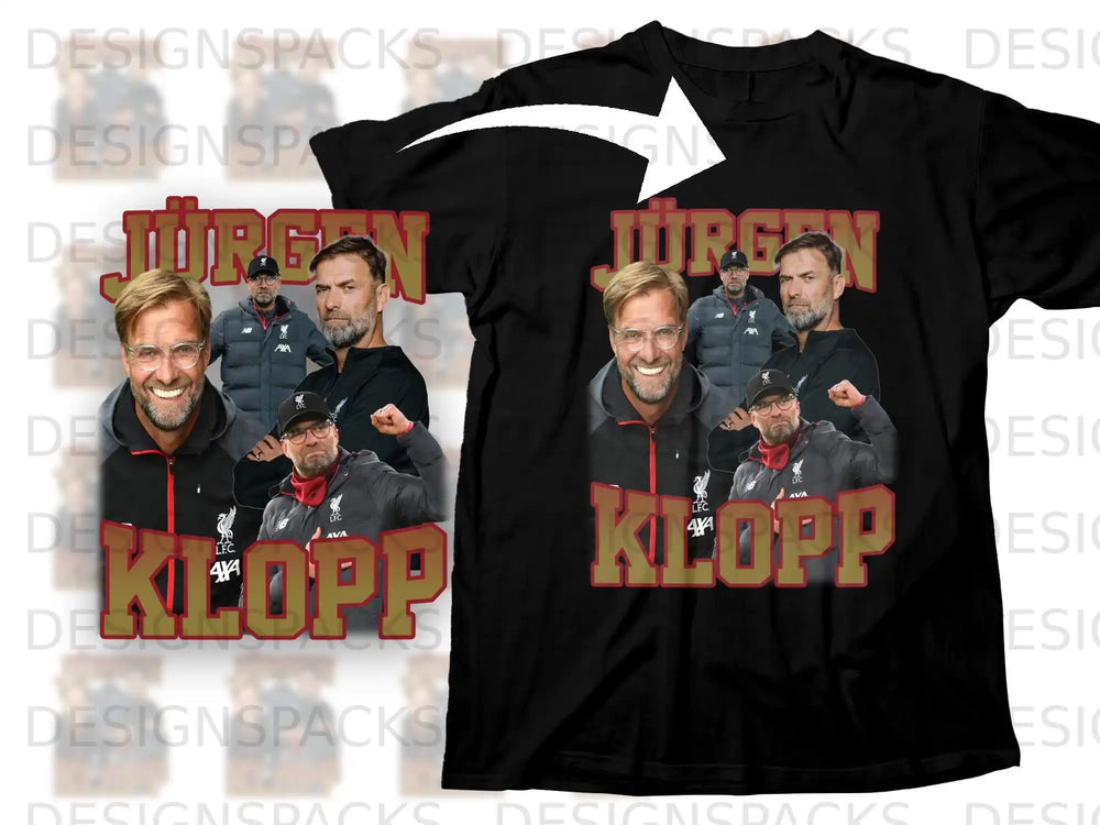 T-shirt featuring Jürgen Klopp with "KLOPP" text and AXA logo.