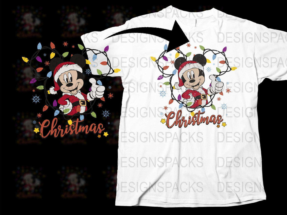 Disney Mickey Mouse Christmas T-Shirt, Holiday Graphic Tee, Festive Family Apparel, Kids and Adults Sizes Available
