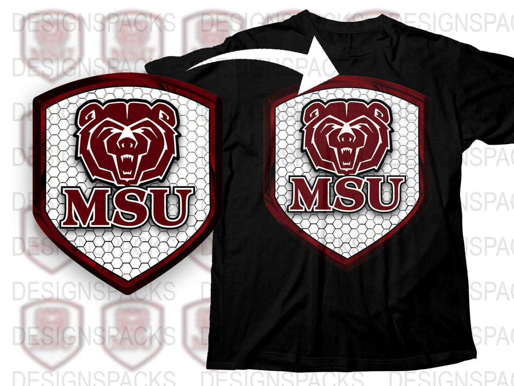 MSU Bear Logo T-Shirt, Black Sports Tee, College Athletic Apparel, Unisex Graphic Shirt