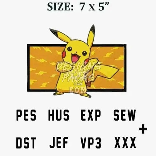 Ball Pika Anime Embroidery Design