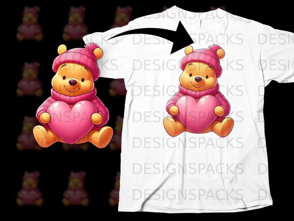 Cute Teddy Bear with Heart Illustration T-Shirt