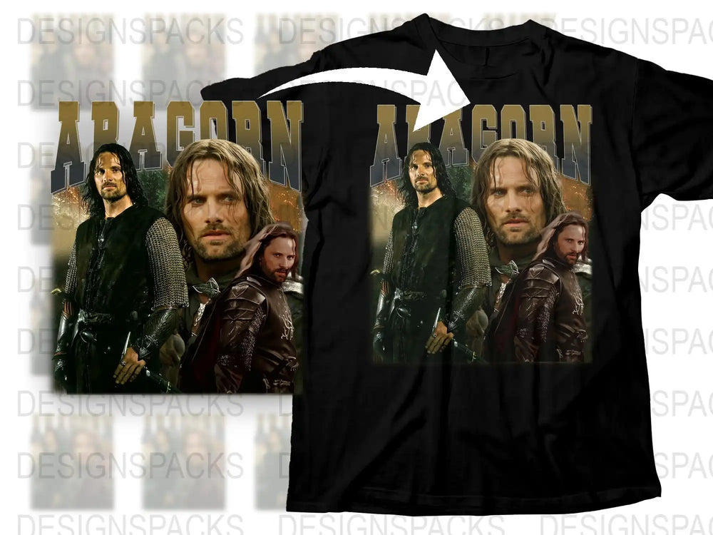 Fantasy TV Show Inspired Black T-Shirt, Men's Graphic Tee with Warrior Print Design