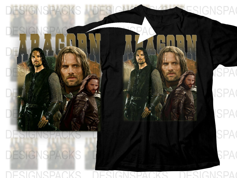 Fantasy TV Show Inspired Black T-Shirt, Men's Graphic Tee with Warrior Print Design