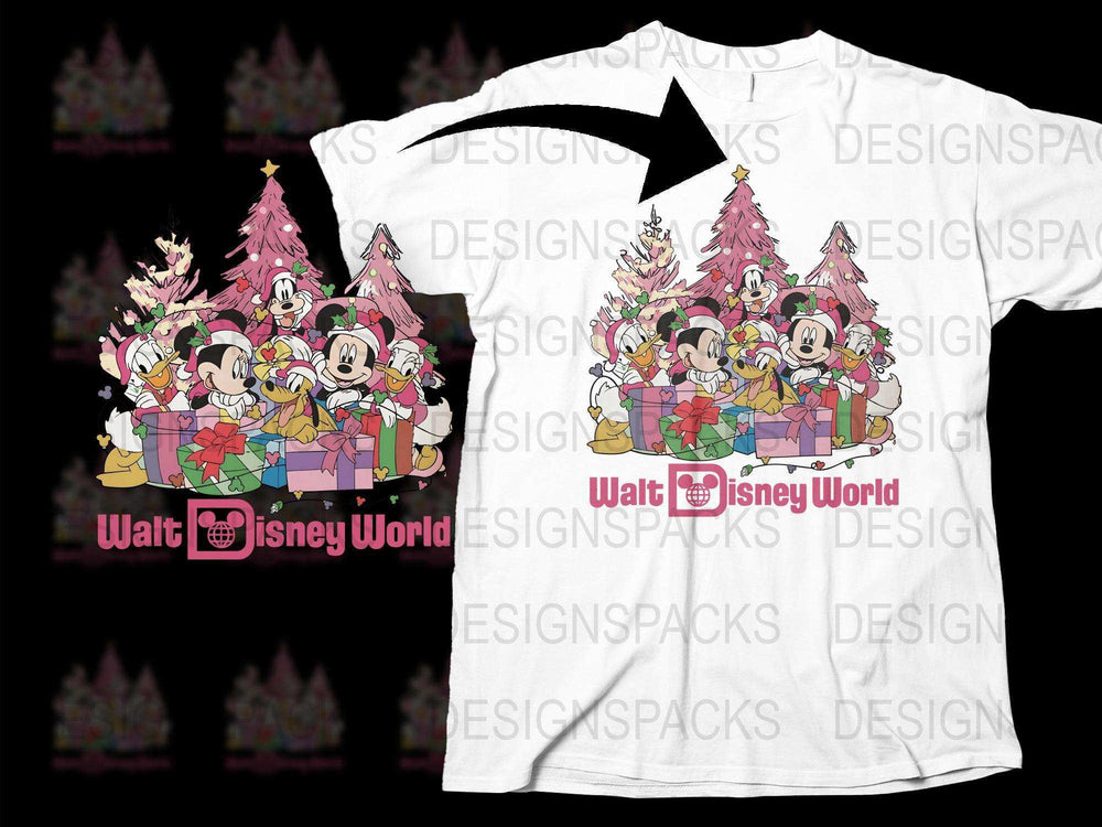 Disney World Christmas T-Shirt Mickey Minnie Mouse Holiday Gift Family Trip Tee