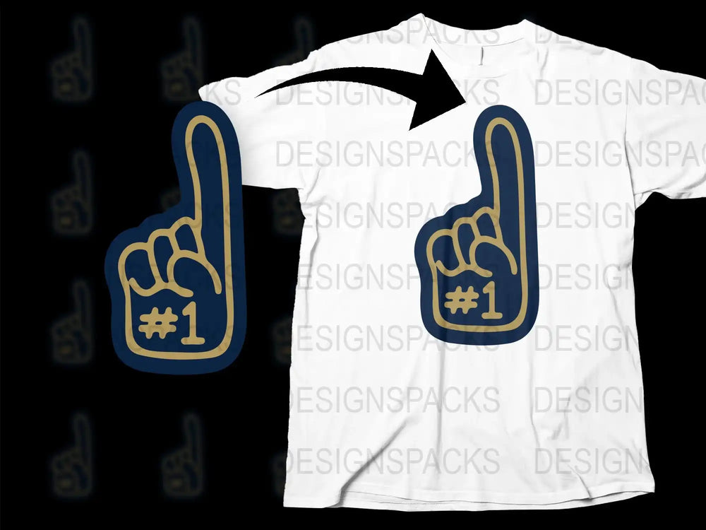 Number One Foam Finger T-Shirt, Sports Fan Game Day Tee, Unisex Graphic Shirt, White Cotton Top, Casual Wear for Sports Events