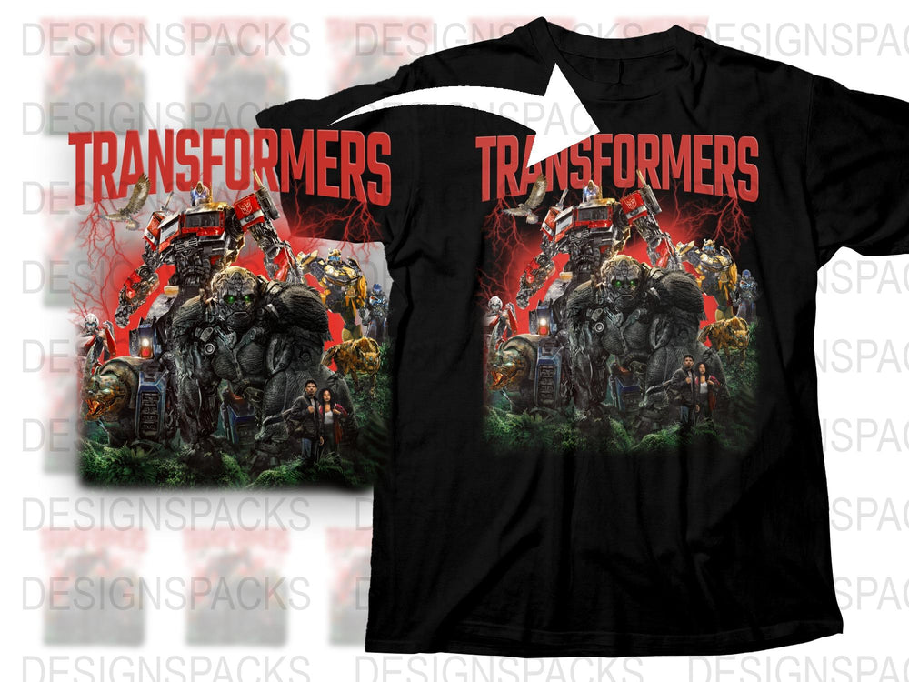 Transformers Movie Print T-Shirt, Classic Robot Graphic Tee, Unisex Black Shirt, Fan Merchandise