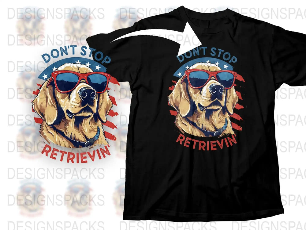Cool Golden Retriever T-Shirt, Don't Stop Retrieving, Dog Lover Gift, Sunglasses Graphic Tee, Pet Owner Shirt, Unisex Black T-Shirt