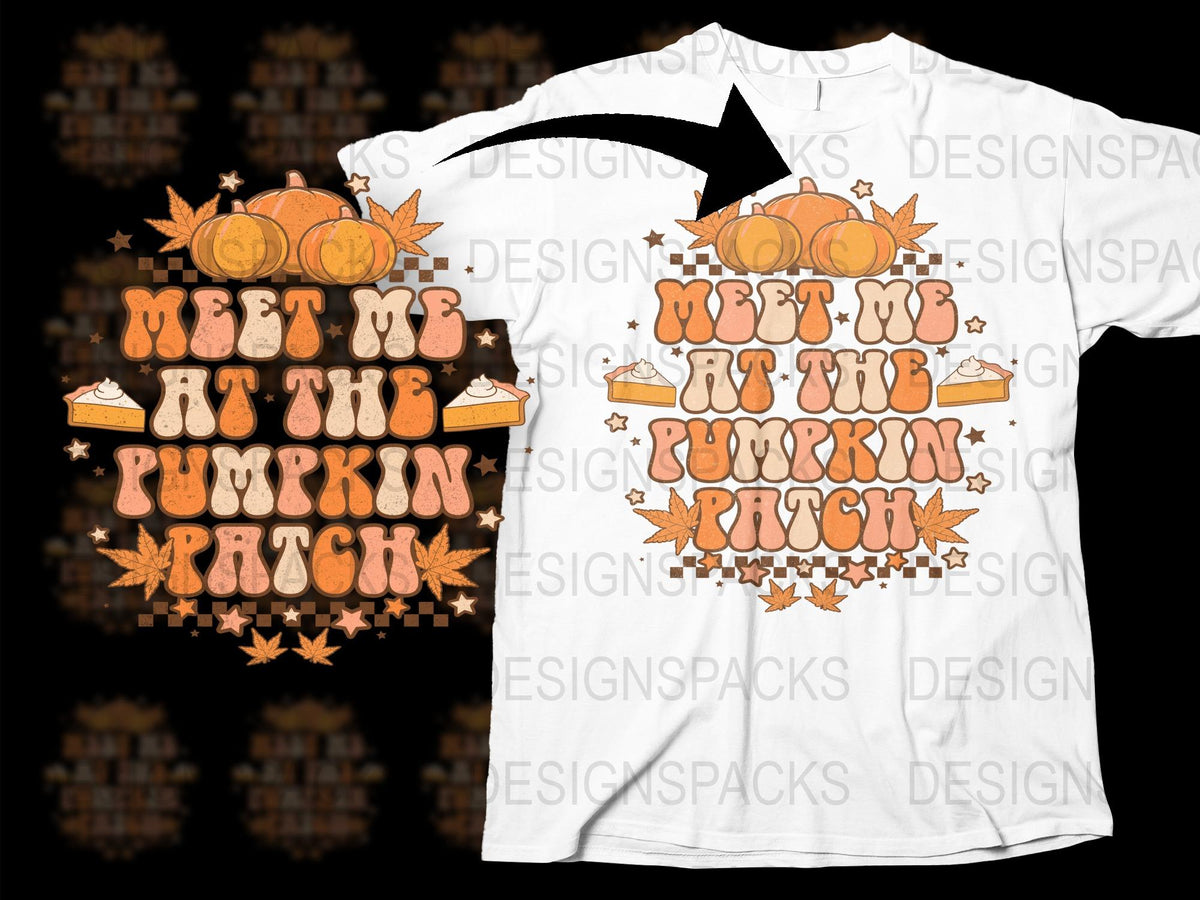 Meet Me at the Pumpkin Patch T-Shirt, Autumn Festival Graphic Tee, Fall Season Casual Wear, Halloween Inspired Design