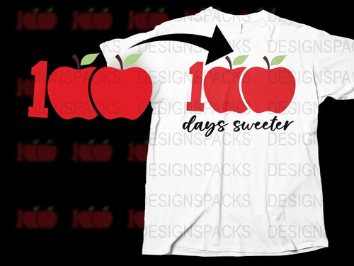 Teacher Appreciation T-Shirt, 100 Days Sweeter Apple Design, Cute Educator Gift, Unisex Graphic Tee for School Celebration