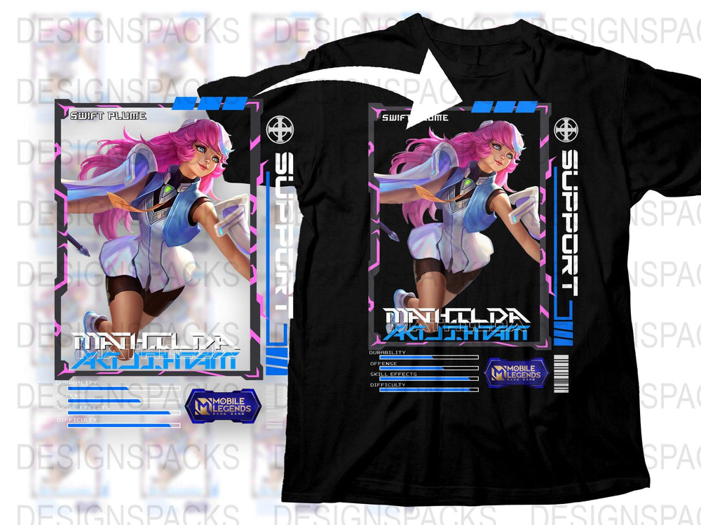 Anime Mobile Legends T-Shirt, Gaming Graphic Tee, Colorful Character Design, Stylish Gamer Apparel