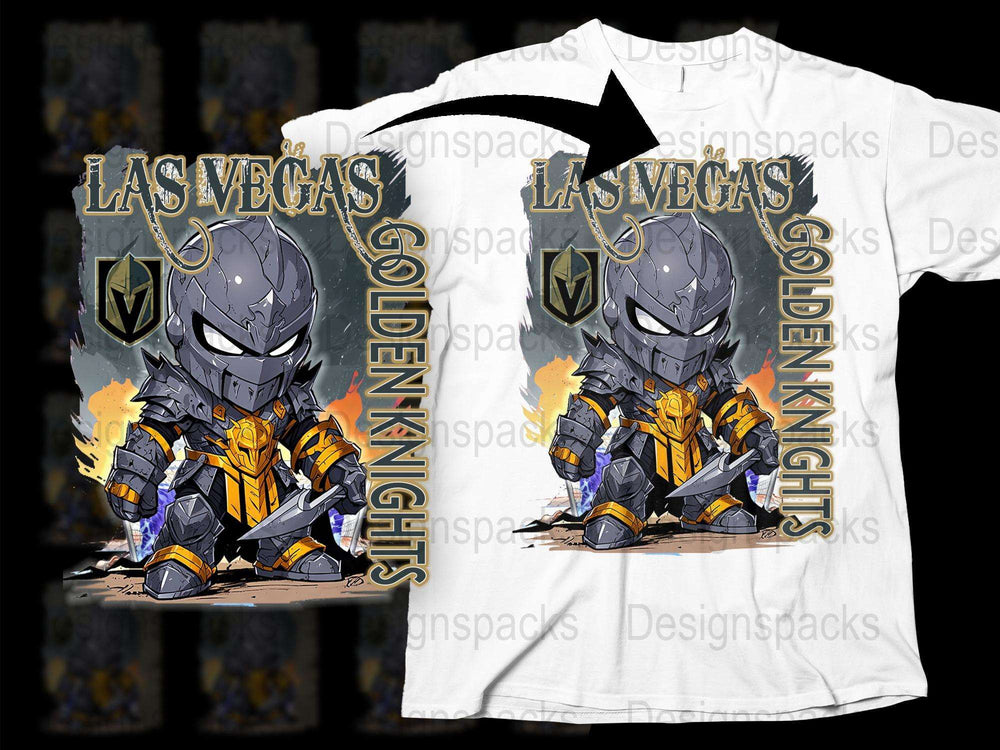 Las Vegas Golden Knights Themed T-Shirt, Unique Graphic Knight Design, Sports Fan Apparel