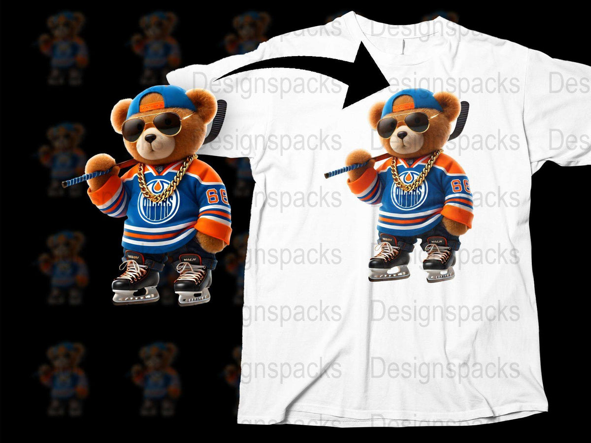 Kids Hockey Bear T-Shirt, Cute Cartoon Animal Player Tee, Sports Fan Apparel, Youth Sizes