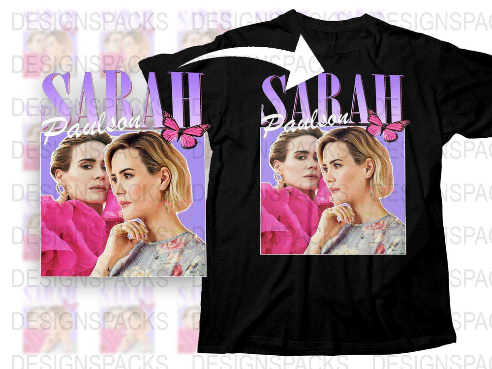 Sarah Paulson Inspired Graphic T-Shirt, Pink Butterfly, Celebrity Fan Art Tee, Unique Gift Idea