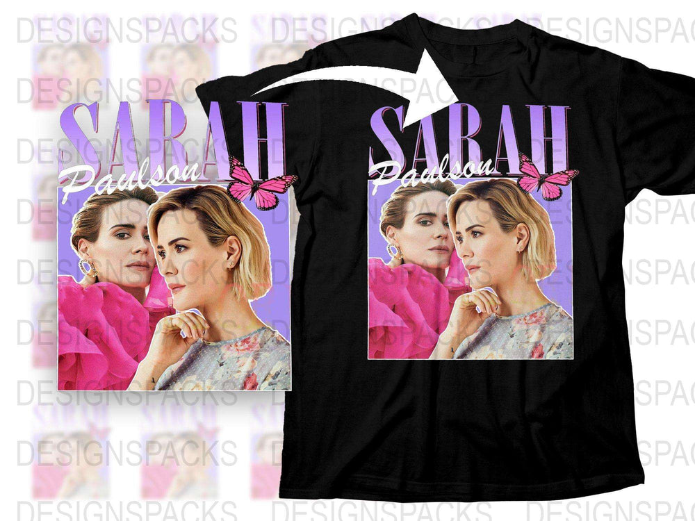 Sarah Paulson Inspired Graphic T-Shirt, Pink Butterfly, Celebrity Fan Art Tee, Unique Gift Idea