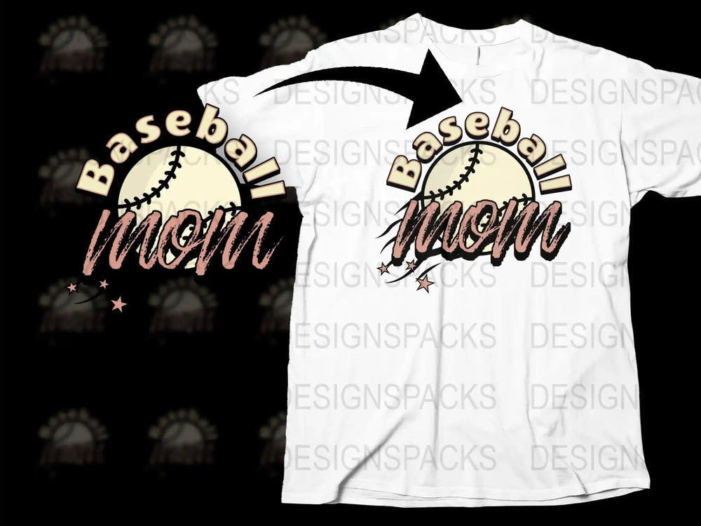 Baseball Mom T-Shirt, Sports Graphic Tee, Softball Mother Gift, Casual Summer Top, White Shirt with Baseball Design