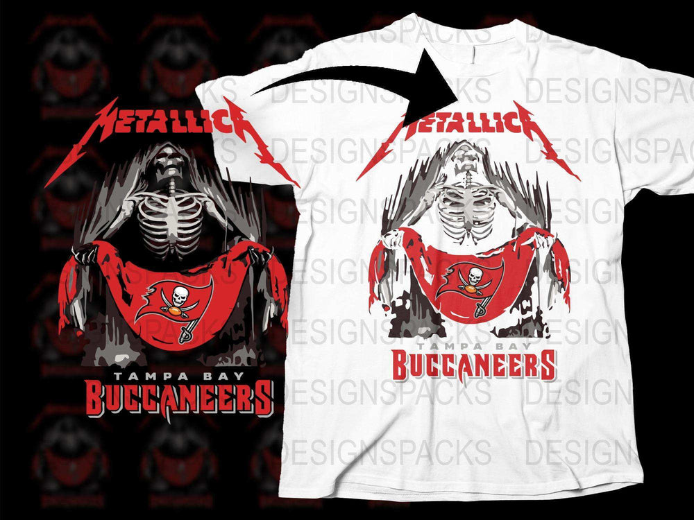 Tampa Bay Buccaneers T-Shirt Metallic Skeleton Design, Men's Graphic Tee, NFL Fan Apparel