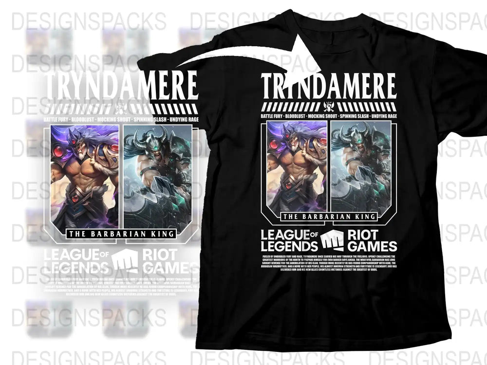 League of Legends Trindamere T-Shirt, The Barbarian King Graphic Tee, Riot Games Merchandise