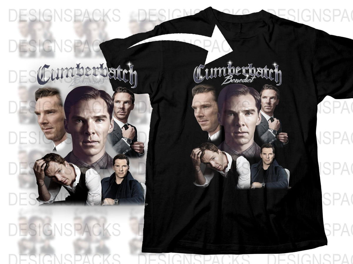 Benedict Cumberbatch Collage T-Shirt, Actor Fan Art, Unique Celebrity Graphic Tee, Gift Idea