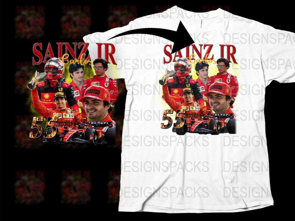 Carlos Sainz Jr F1 Racing Themed Graphic T-Shirt, Formula One Fan Merch, Motorsport Apparel, Casual Sports Tee