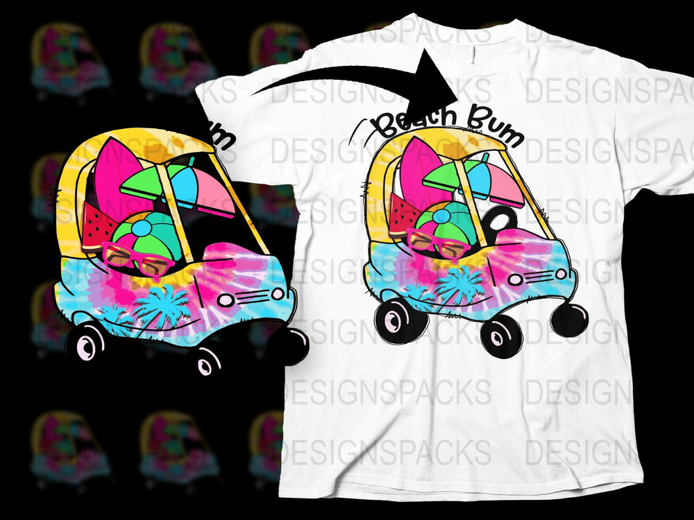 Beach Bum T-Shirt, Colorful Summer Vibes Graphic Tee, Casual Tropical Style, Unisex Fashion Top