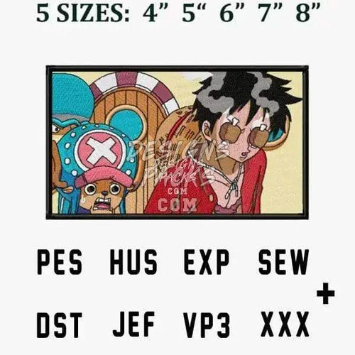 Luffy & Tony One Piece Anime Embroidery Design