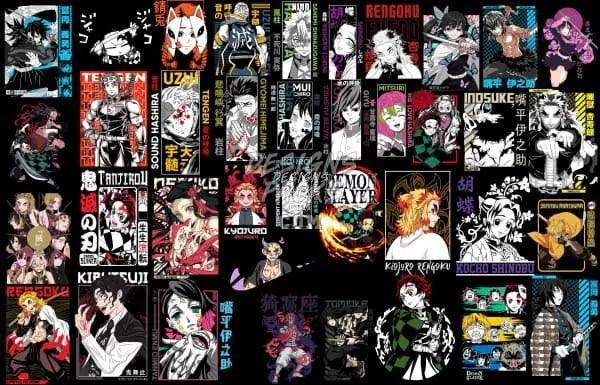 Anime character designs for DTF, DTG, and embroidery with vibrant colors and bold styles