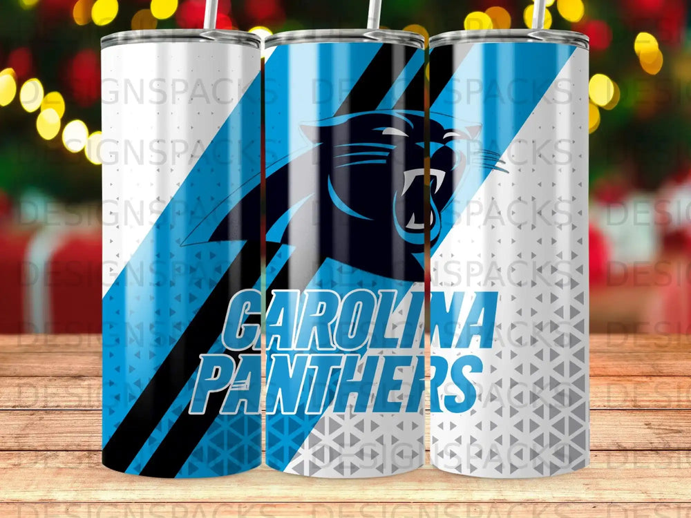 Carolina Panthers Blue Black Geometric Tumbler product type