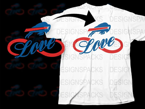 Love Graphic T-Shirt, Modern Couple's Tee, Bold Red and Blue Text Design, Stylish Unisex Apparel