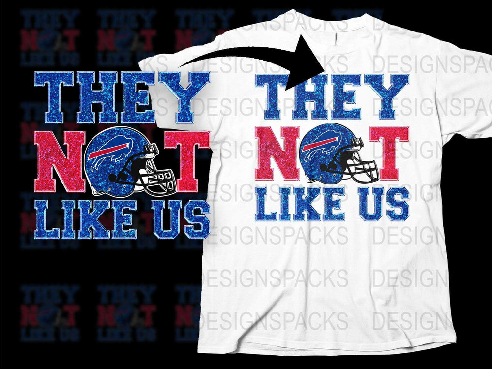 Buffalo Football Fan T-Shirt 'They Not Like Us' Graphic Tee, Sports Team Pride, Red Blue White, Unisex Fashion Top