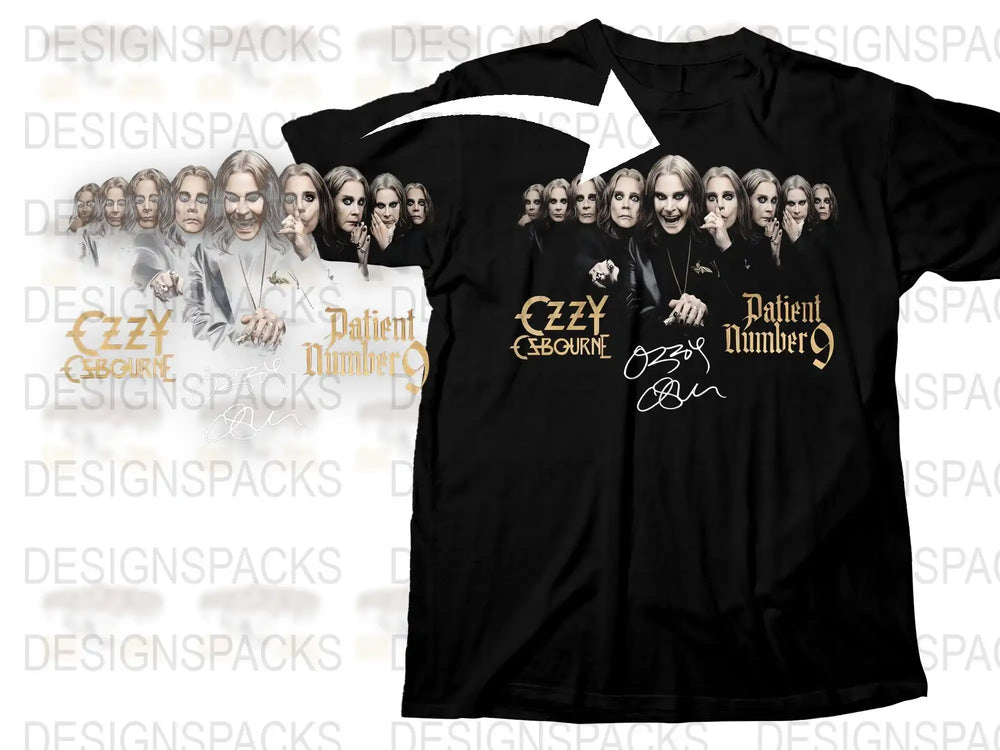 Ozzy Osbourne T-Shirt, Black Sabbath Rock Band Tee, Patient Number 9 Graphic, Signature Merchandise